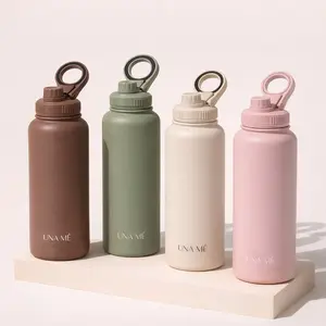 UNA MÉ Stainless Steel Insulated Water Bottle with Magnetic Ring Holder - 32oz