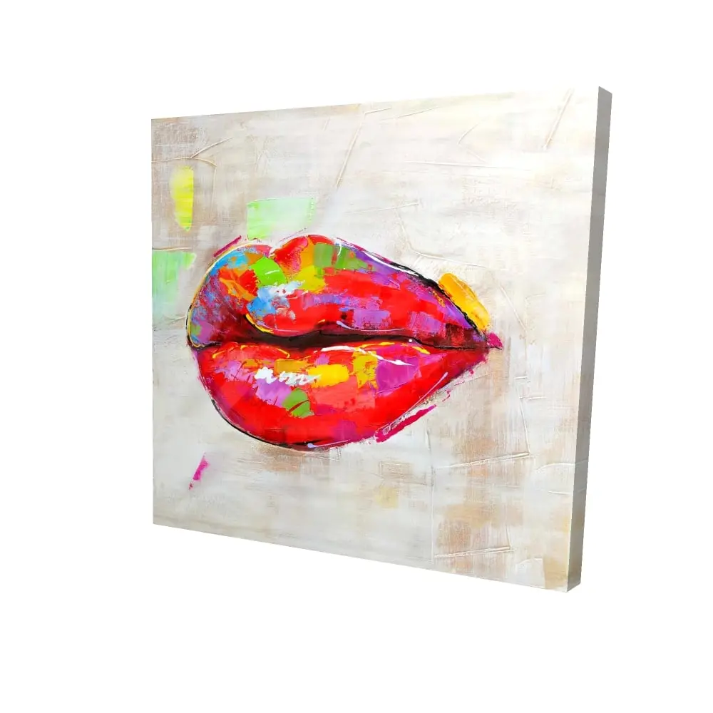212 MAIN Colorful Lips Artistic Photo Print Wall Artwork - 24x24 in, High-Def Printing, Vivid Colors, Contemporary Decorative Hangable Home Decor for Bedroom, Living Space