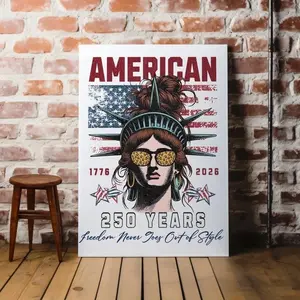 Colonial Era Tribute Canvas Print, Patriotic 250-Year Celebration of the United States for Wall Display in Home