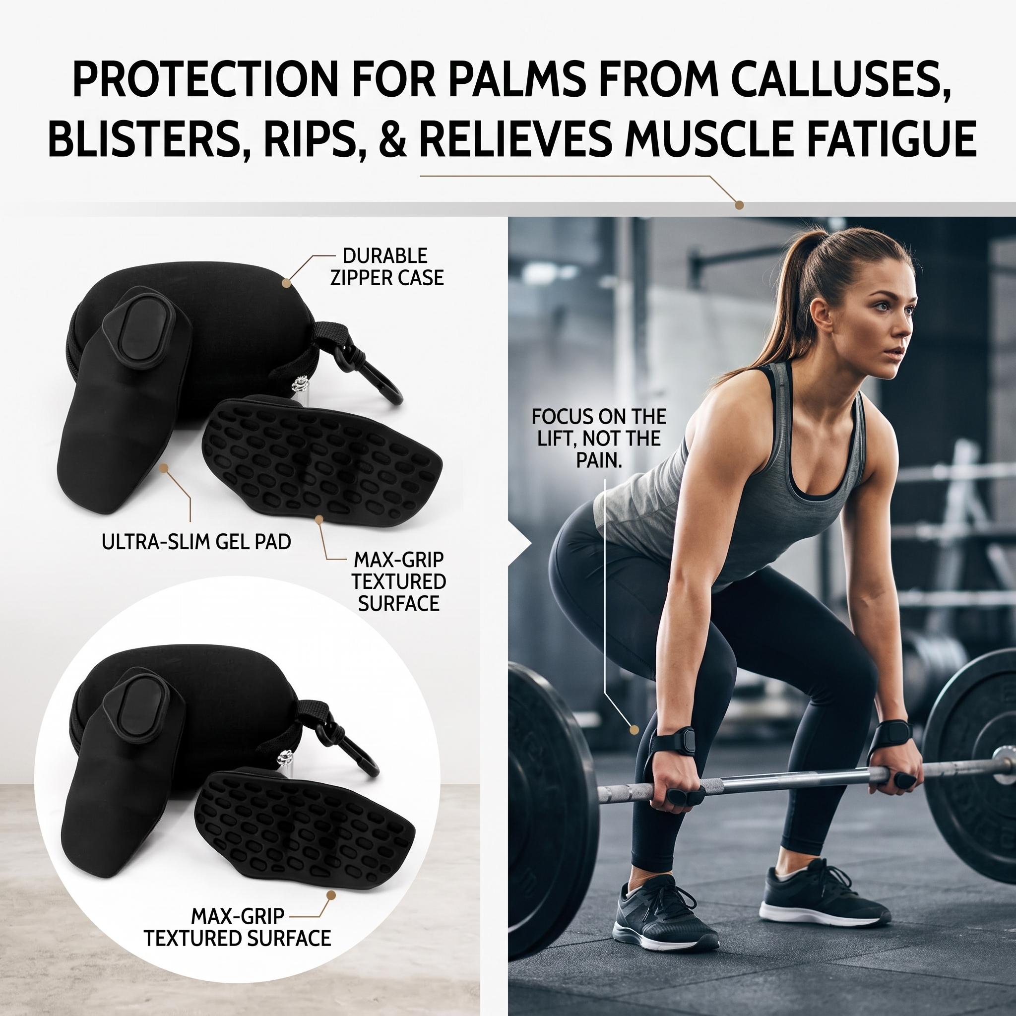 Unisex Anti-Slip Silicone Gym Grip Pads - Palm-Fit Shape Weightlifting Accessories with Palm Protection, Portable Storage Case, Suitable for Dumbbells, Pull-Ups
