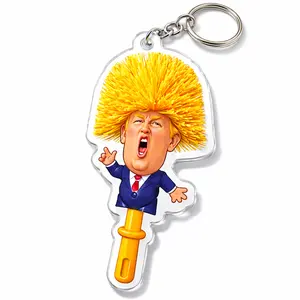 Funny Cartoon Politician Acrylic Keychain, Caricature Meme Keyring, Unique Pop Art Key Chain, Humorous Gift Idea, Novelty Accessory