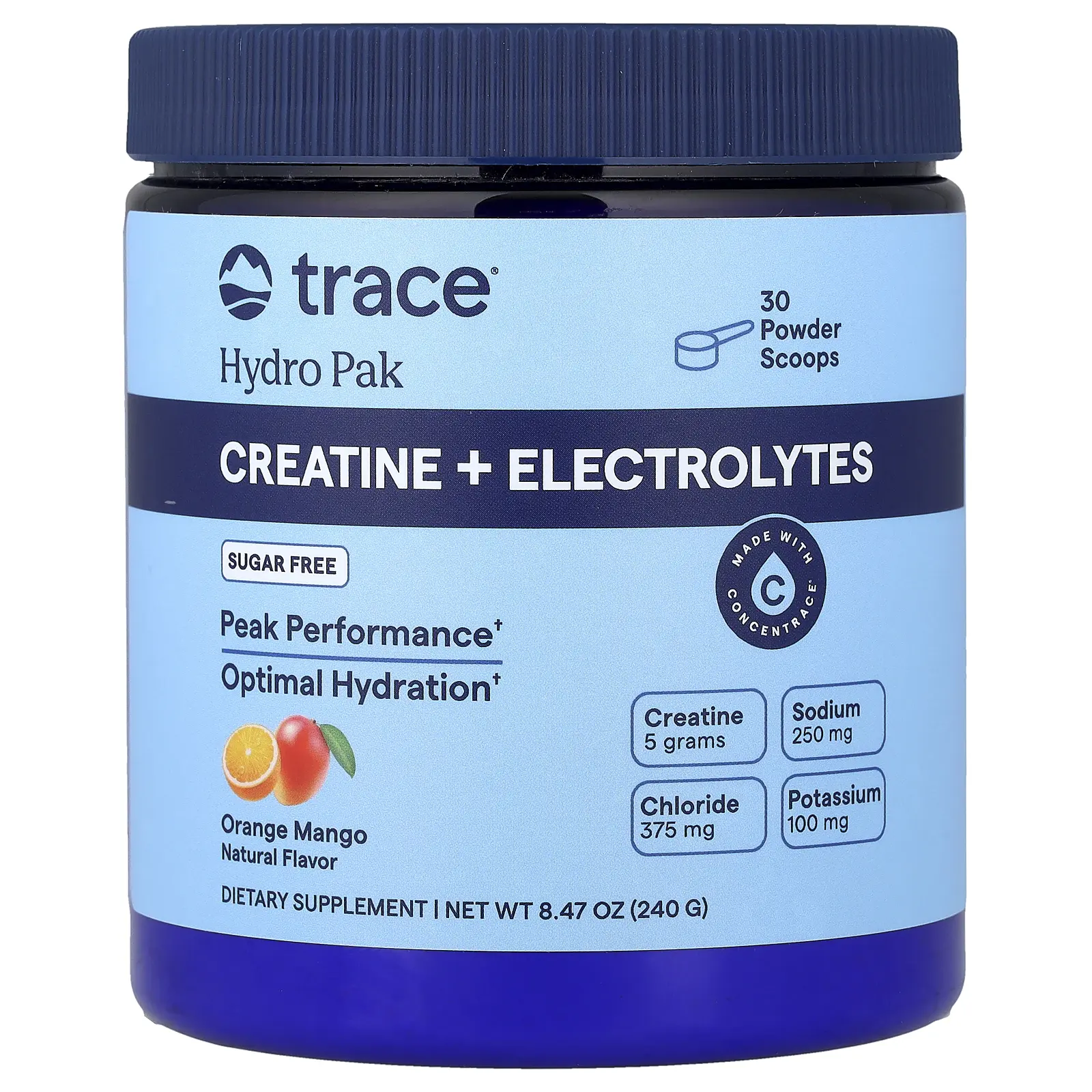 Trace Hydro Pak, Creatine + Electrolytes, Orange Mango, 8.47 oz (240 g)