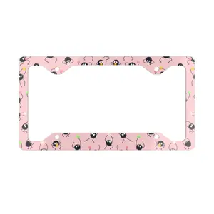 Studio Ghibli Soot Sprites Metal License Plate Frame - Cute Spirited Away Anime Car Decor
