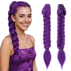 Braided Synthetic Hair Extension Ponytail Clip, Crab Clip Party Role Play Wig, Easy-To-Use False Hair Accessory, Synthetic Braids