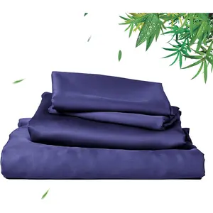 100% Rayon Derived from Bamboo Cooling Sheets Set,Luxury Soft Breathable for Hot Sleeper, 16" Deep Sheets with Pillowcase for Summer,Twin,Blue