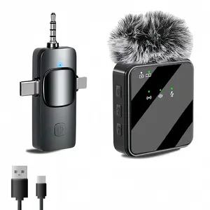3-in-1 Wireless Lavalier Microphone Full-Directional Capacitive Recording USB Type-C Charging Rechargeable Lithium Polymer Battery Volume Control Clip-on Design Ideal for Interviews Podcasts Vlogs Gaming Singing Karaoke lapel  mics interview podcast vlog