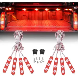 Nilight 8PCS 24LED Red Truck Pickup Bed Light Kit with Switch, Led Ambient Light, Weatherproof Plug-In Connectors, Underglow for Off-Road Vehicles, Side Marker, Rail Interior Lighting