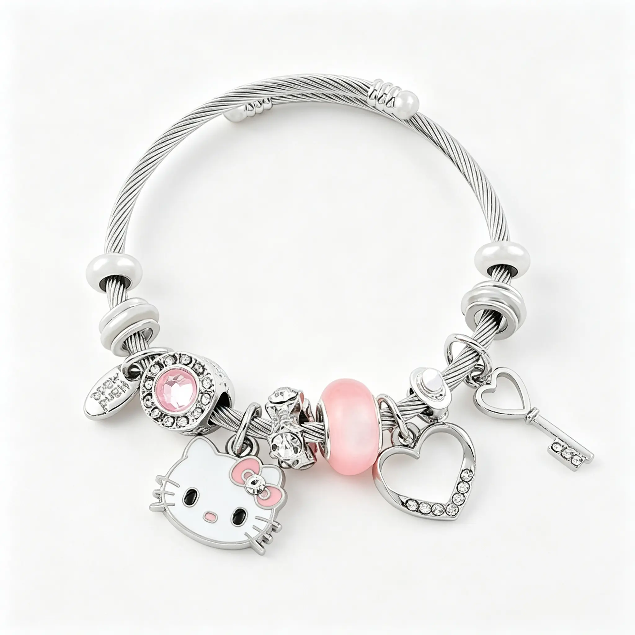 Hello Kitty Bracelet, Cute Character Wrist Chain Fashion Jewelry Decor Accessory Collectible Gift for Girls Teens Fans