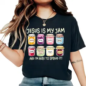 Jesus ls My Jam, Christian Shirt, ChristianGift,JESUS Christ Shirt,Gift For Christian,FunnyJesus Shirt.ChristianMoM tee Round Neck Casual