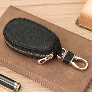 1pcs Multi-Functional Mini Key Holder, Neutral Vintage Style PU Key Pouch with Zipper & Clip, Essential Compact Keychain for Home Use