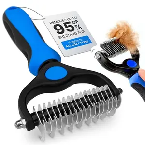 1PC 22double-sided pet grooming brush, a double-sided wide-toothed hair removal comb tool, used for hair removal and depilation, capable of removing 95% of loose hair and tangles, suitable for long-haired/short-haired dogs and cats, Shedding Brush