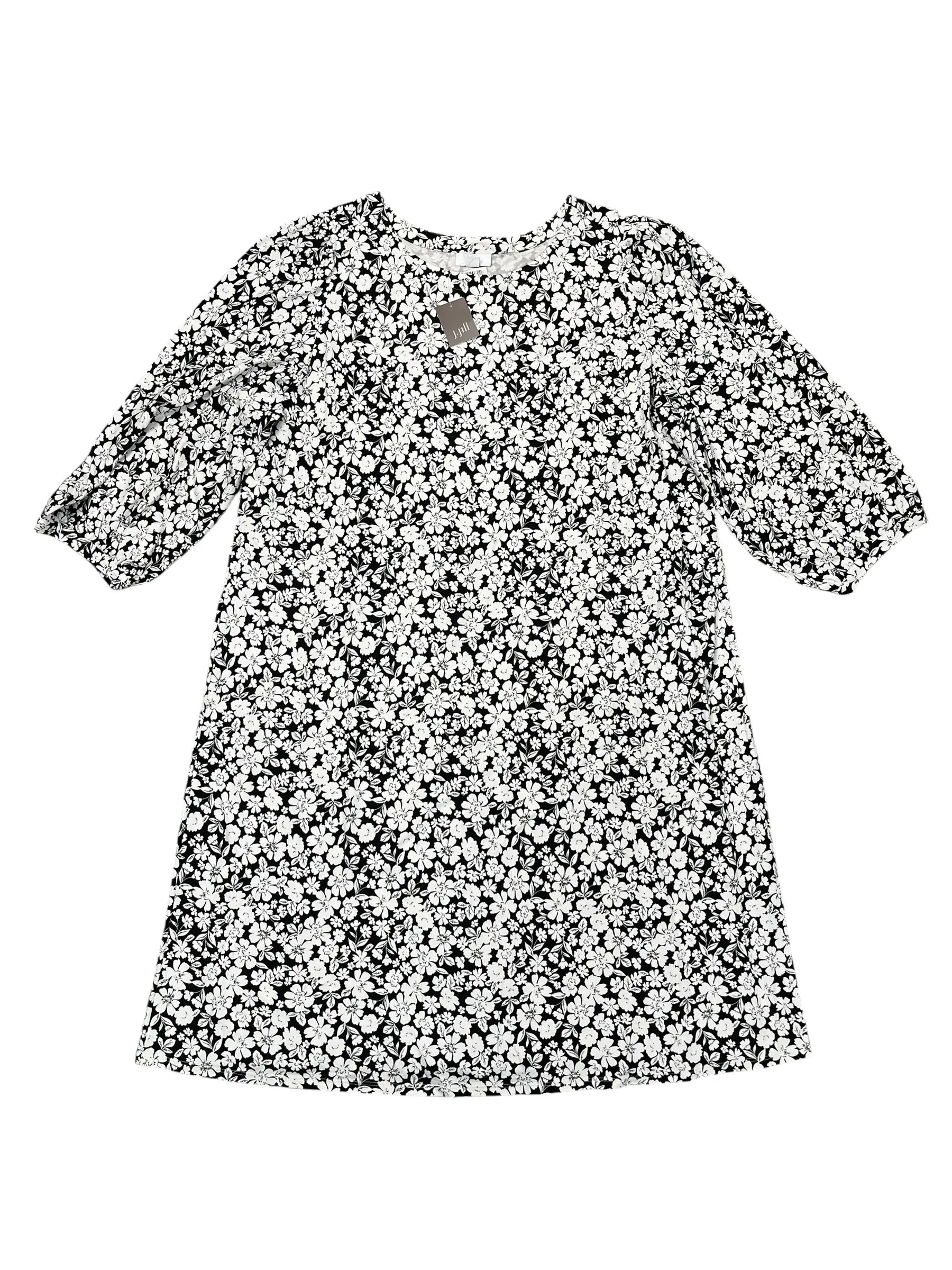 Dress Casual Midi By J. Jill In Black & White, Size:Xl