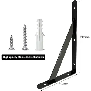 12-Pack Heavy Duty Shelf Brackets- L-Bracket Set, 90 Triangle Design for Sturdy Support- Includes Mounting Hardware, Perfect for Concrete & Drywall, Durable & Easy Install, Durable Wall Mounted L Bracket for Maximum Storage Capacity