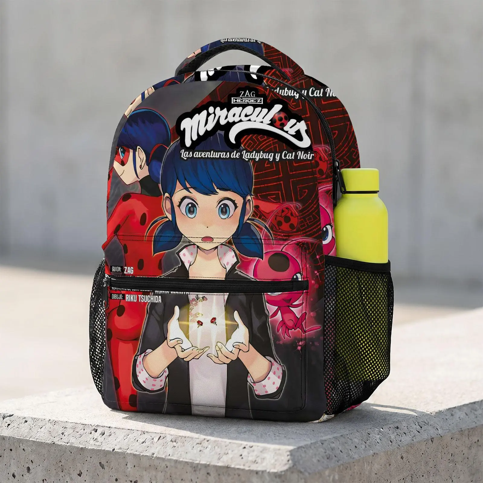 Miraculous-Ladybug Large Capacity Cute Cartoon Animal Travel Bag | Heavy Duty School Backpack with Chest Buckle | Kawaii Printed Bookbag for Boys and Girls