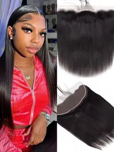 13x4 Lace Frontal Closure, Straight Human Hair, Ear to Ear HD Lace, Free Part, Brazilian Straight Hair, Pre Plucked, 12-26 Inch, 150% Density