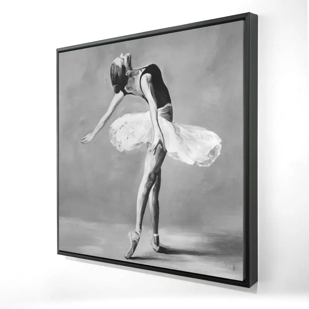 212 MAIN Classic Ballerina Framed Canvas Art Illustration - 24x24 in Sturdy Artwork, Monochrome Home Decor Products, Ballerina Theme Wall Print for Room