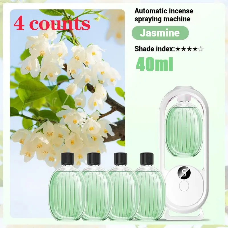 Rechargeable Aromatherapy Diffuser Aromatizer with 4pcs Jasmine Essential Oils, Portable Fragrance Machine for Home & Office Use, Long-Lasting Scent