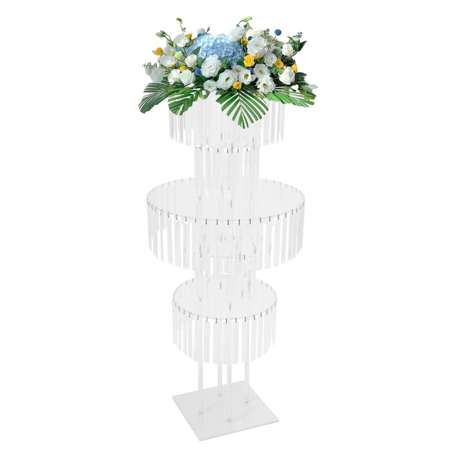 5-Tier Smooth Acrylic Flower Stand with Sparkling Crystal Ornaments, Heavy-Duty 11 lbs Capacity Modern Festival Centrepiece Display Rack, Easy-Assembly Decorative Bouquet/Faux Floral/Artificial Flower Centrepiece Home Decor, Festival Centrepieces