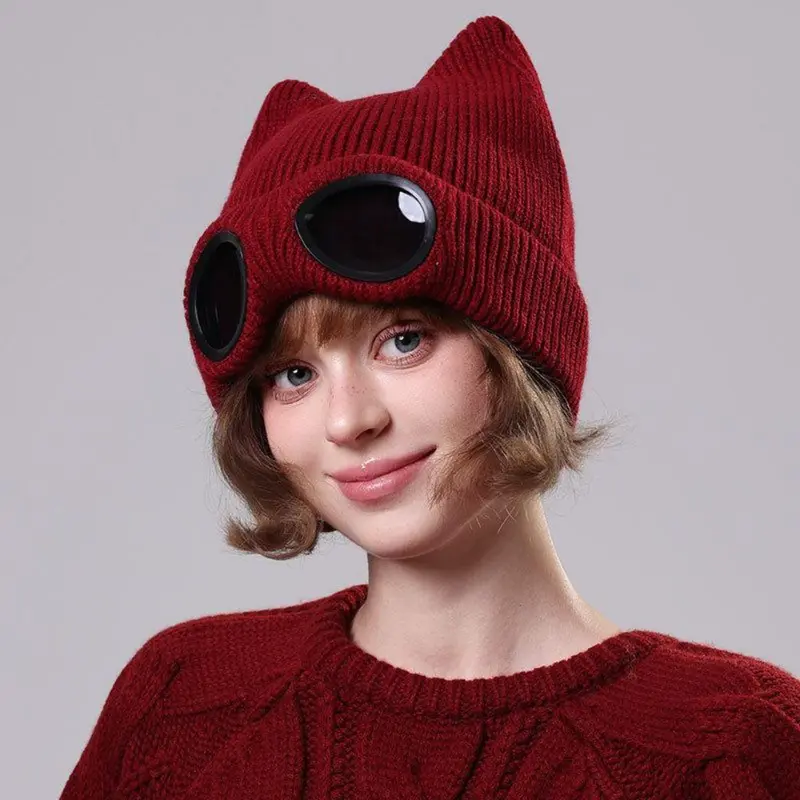 Cat Ear Fluffy Knit Beanie Hat, - TikTok Shop