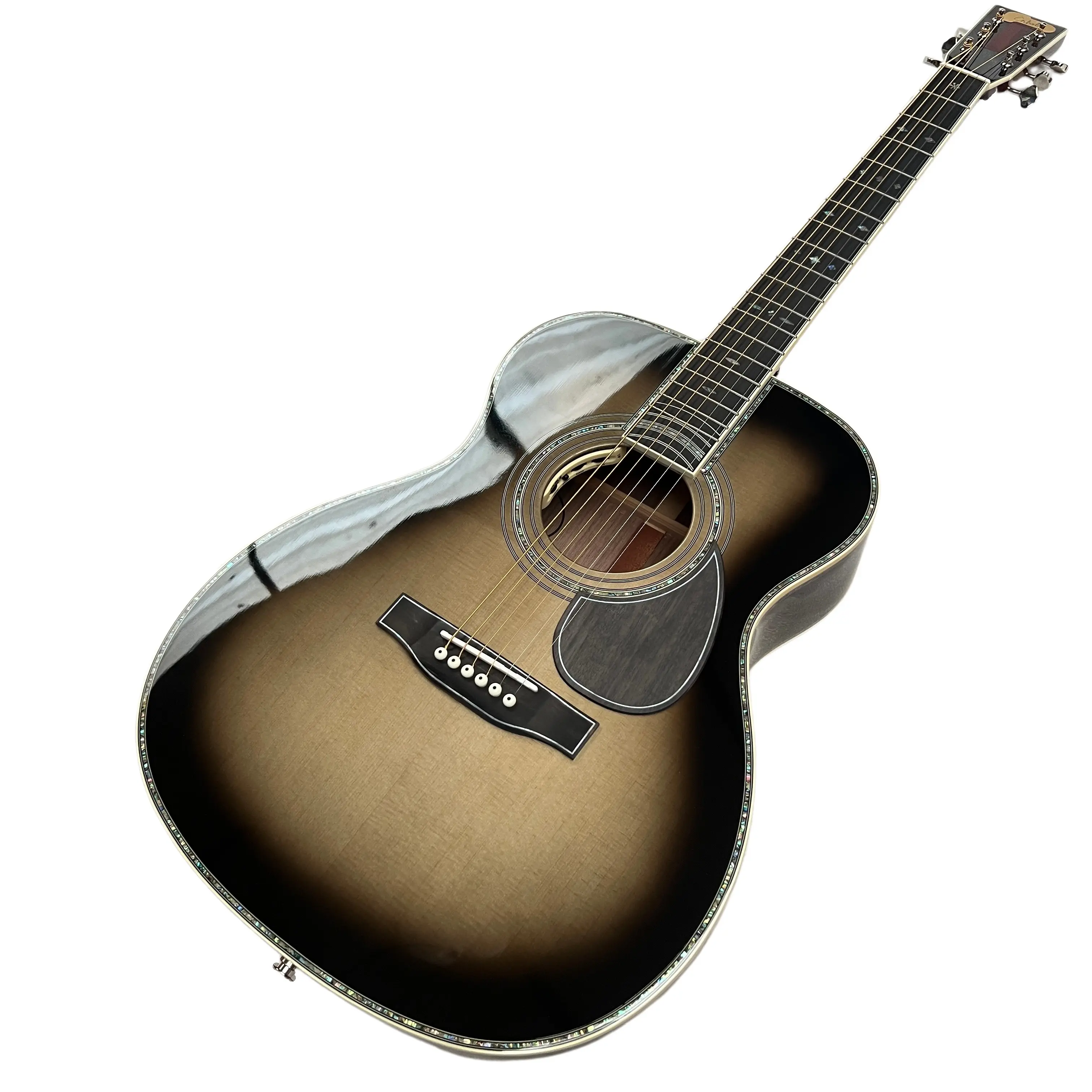 New Arrival 41# OM45 20th Anniversary Limited Edition Platinum Guitar, Solid Spruce Top, Bone Nut, Silver Burst Saddle