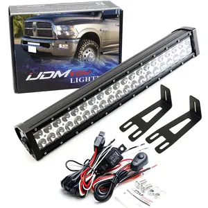 iJDMTOY Lower Grille 20-Inch LED Light Bar For 2009-18 Dodge RAM 2500 3500 HD, Includes (1) 120W High Power LED Lightbar, Lower Bumper Opening Mounting Brackets & On/Off Switch Wiring Kit