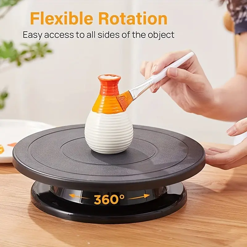 1pc Cake Turntable, Cake Rotating Turntable with Non-slip Piping Table - Pottery Wheel Accessories for Cake Decorating, Display Item Holder - Easy-to-Use, Smooth Rotation, and Compact Design