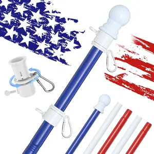 Barcetine Decorative Flag Pole for Outside House-Tricolor Tangle Free Flagpole Kit for Heavy Duty Metal Flag Pole for Porch,Outdoor,Garage(only pole)