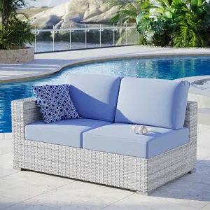 Modway Convene Outdoor Patio Left-Arm Loveseat in Light Gray Light Blue