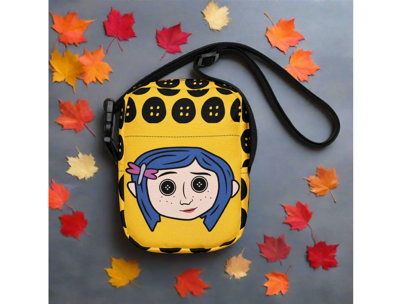 Women's Coraline Button Eyes Gothic Novelty Crossbody Bag - Lightweight, Durable, Functional, Hands-Free, Casual, Multi-Function Daily Luggage, Hand Wash Only, No, Daily Use
