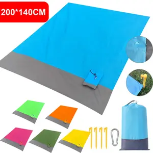 Beach Blanket Sandproof Waterproof, Foldable Large Beach Mat, Compact Sand Free Mat Quick Drying, Lightweight & Durable with 4 Corner Anchors for Camping , Travel & Hiking