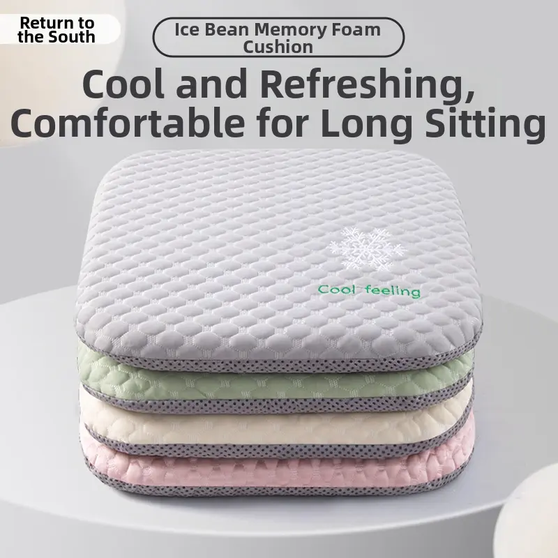 Ice Silk Memory Foam Chair Pad Cushion Breathable Slow Rebound Student Butt Mat Breathable Detachabl Suitable for Office & Car chair cushion seat
