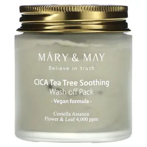 Mary & May CICA Tea Tree Soothing, Wash Off Pack, 4.4 oz (125 g)
