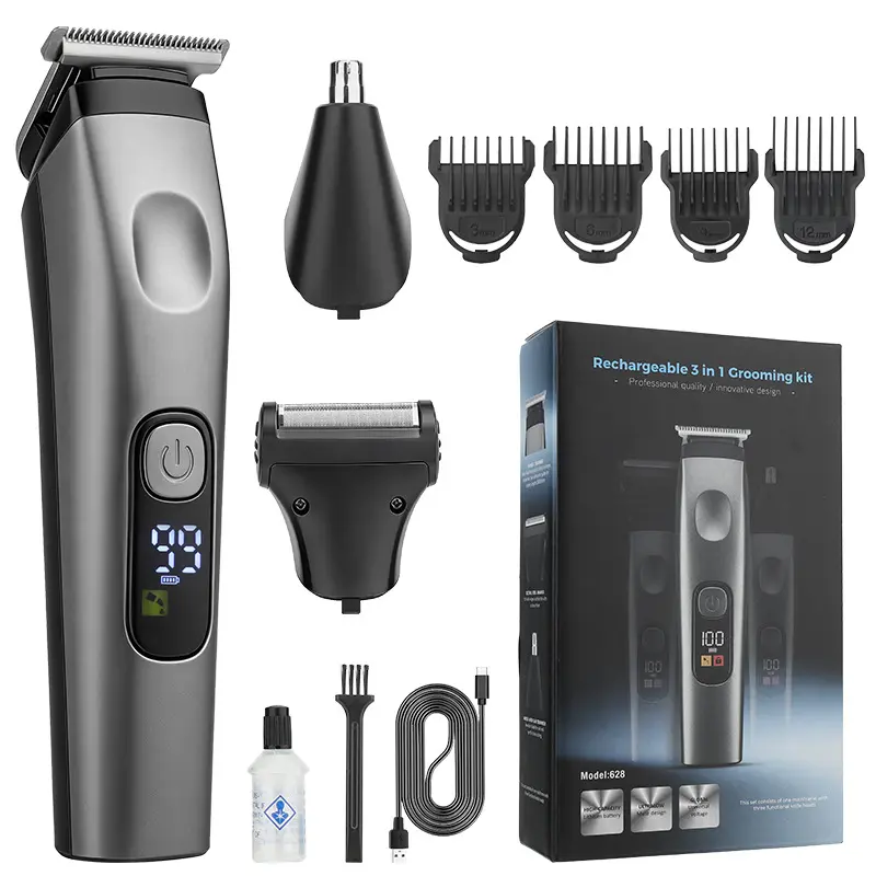 Ball Shaver for Men, 3-in-1 Multifunction Body Hair Trimmer & Pubic Shaver with Titanium Blades ，LED Display, Wet/Dry