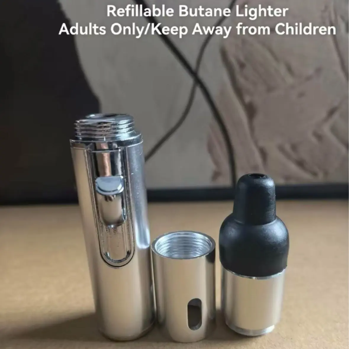 (No gas included)Refillable Butane Windproof Lighter: One-Hand Quick Ignition, Adjustable Flame, Sturdy Aluminum Build, Compact Portable