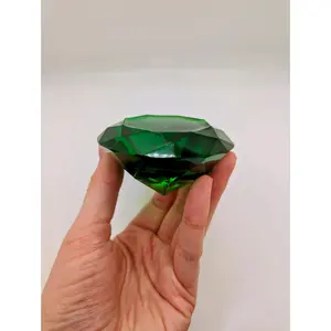 Extra Large Faux Emerald Crystal 79 mm 3 Inch Resin Emerald Resin Crystal Handmade Diamond Shape Gem Crystal Acrylic Rock Gamer Pirate Gift