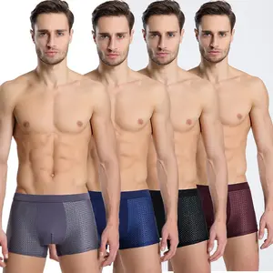 Men's 4-Pack Breathable Mesh Boxer Briefs - Ice Silk Bamboo Fiber, Menswear, Sporty Sports Underwear, Moisture-Wicking, Quick-Dry, Anti-Odor, Soft, Cool Multicolor for Summer Gym Workout & Hot Weather