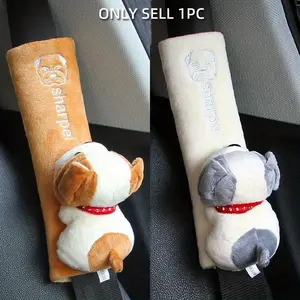 Cartoon Seat Belt Cover Pad, Cute Animal Dog Seatbelt Covers, Plush Fluffy Soft Seat Belt Cover, Cartoon Seatbelt Cushion, Car Seat Strap Pads, Car Interior Decoration, Car Interior Decorative, Car Accessory, Car Trinkets, Car Interior Accessories