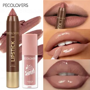 2-in-1 Lip Gloss and Lip Liner Set, 2-Piece Moisturizing Lip Gloss with Long-Lasting Shine and Matte Lip Liner, Perfect Christmas Gift for Women Makeup