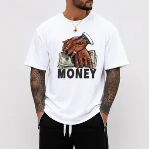 Men'S Money Print T-Shirt - Dollar Bill & Hand Graphic Tee, Stretch Knit Fabric, Regular Fit Round Neck Short Sleeve Shirt for Everyday & Formal Wear, Casual Outfits - Easy-care Modern Men'S Clothing, Money T Shirt, Travel Clothing, Trendy Design
