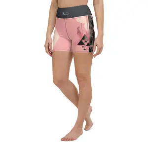 Quantum Polygons Gray Yoga Shorts