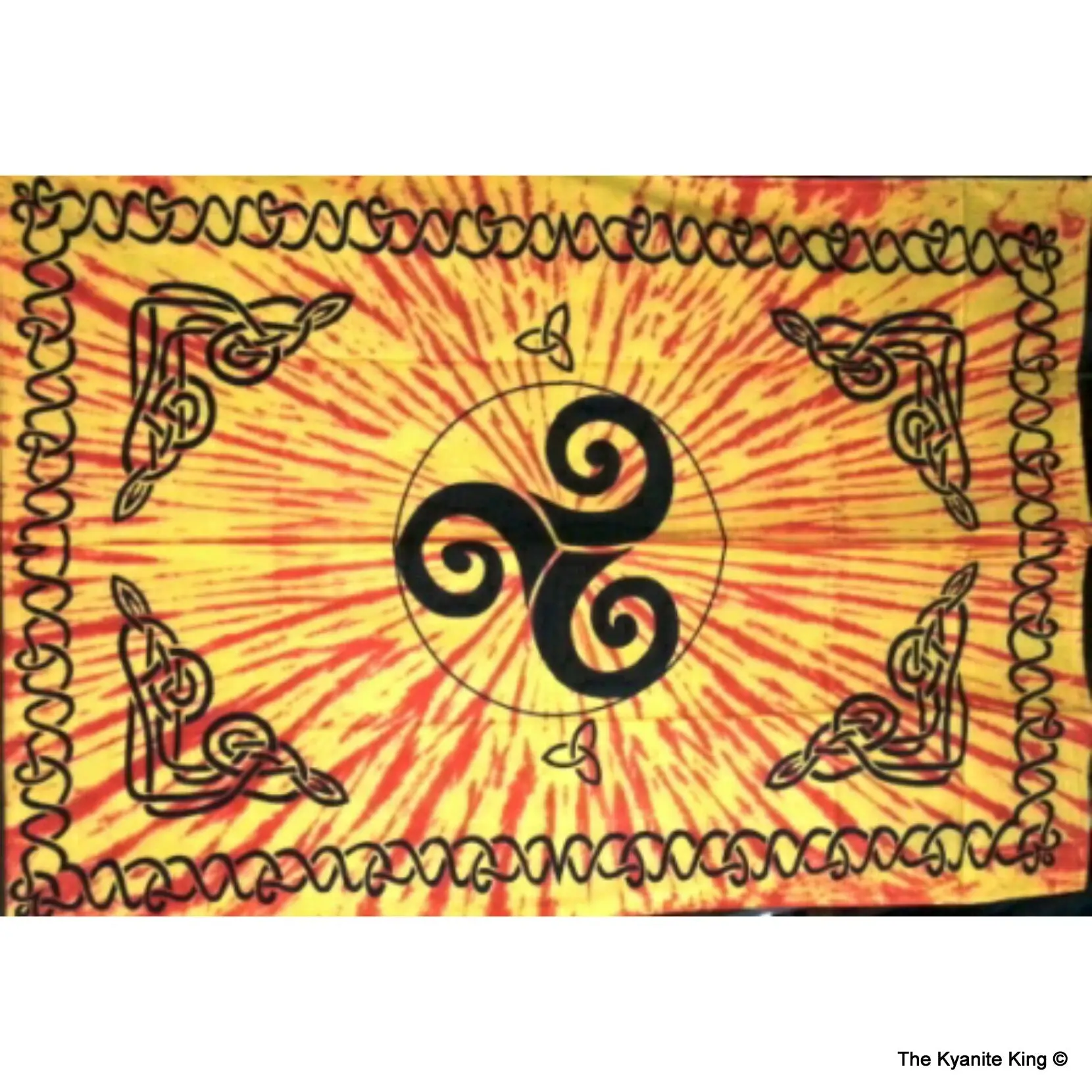 Tie Dye Celtic Trinity Spiral Tapestry -Yellow