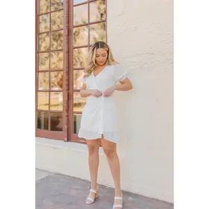 European Lover White Ruched Mini Dress