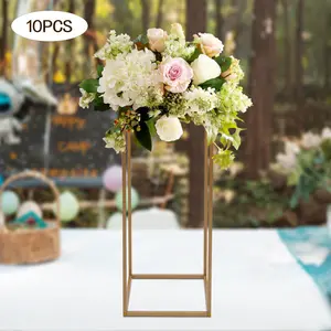 10 PCS Metal Gold Wedding Flower Stands, Column Geometric Wedding Table Display Centerpieces Floral Decoration Holders for Wedding Party Decor
