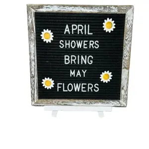 Letter Board Daisies - April Showers Bring May Flowers - Black Felt Board with Daisy Decorations Floral Signs