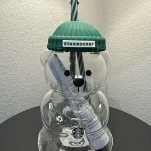 New Bear Straw Cup 2026 Cute Coffee Mugs Glass Bears Cups for Home Office Gifts 1Pc,New Year's Gift Coffee Cup Bottle Shaped Drinkware