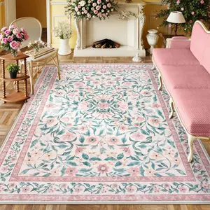 Modern Floral Area Rug for Living Room and Bedroom, Soft Non-Slip Carpet, Stylish Home Decorative Rug for Sofa and Coffee Table