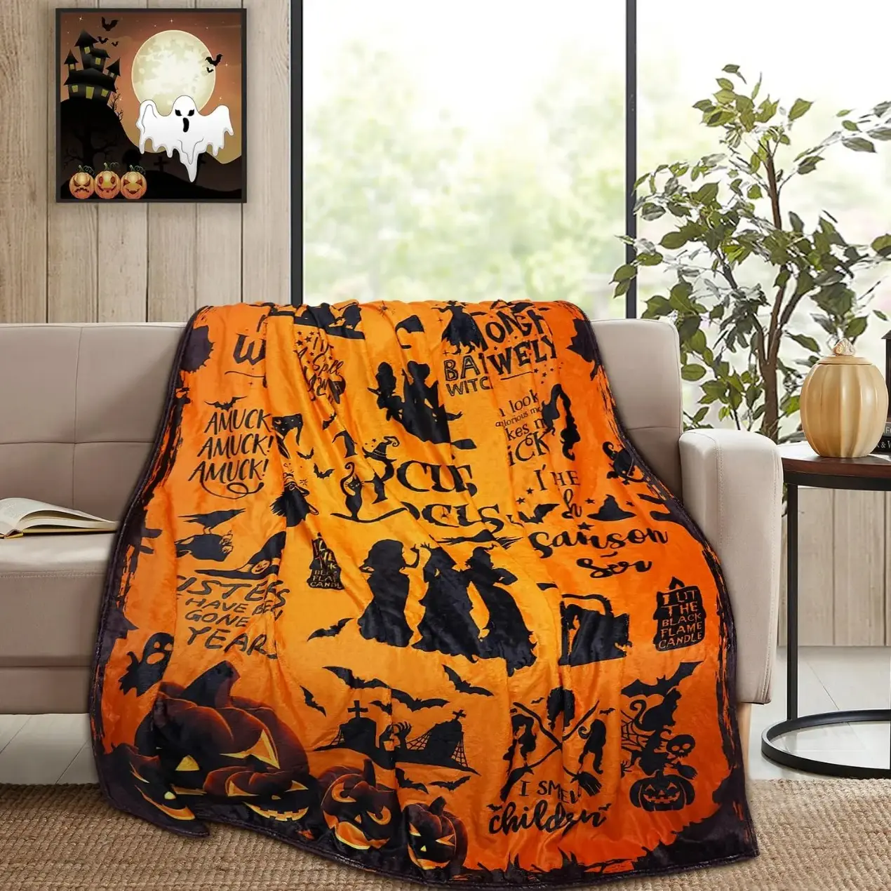 Halloween Throw Blankets Christmas Flannel Fleece Blankets Cozy Warm Cozy Plush Decor For Couch Sofa Bed Adults Spooky Cute Holiday Decor Seasonal Aesthetic Room Styling Cozy Apartment Holiday Gift