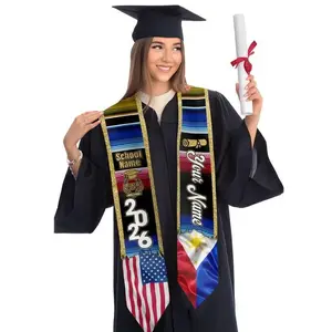 Personalized Filipino Graduation Sash 2026, Philippines Graduation Stole, 2026 Filipinos Flag