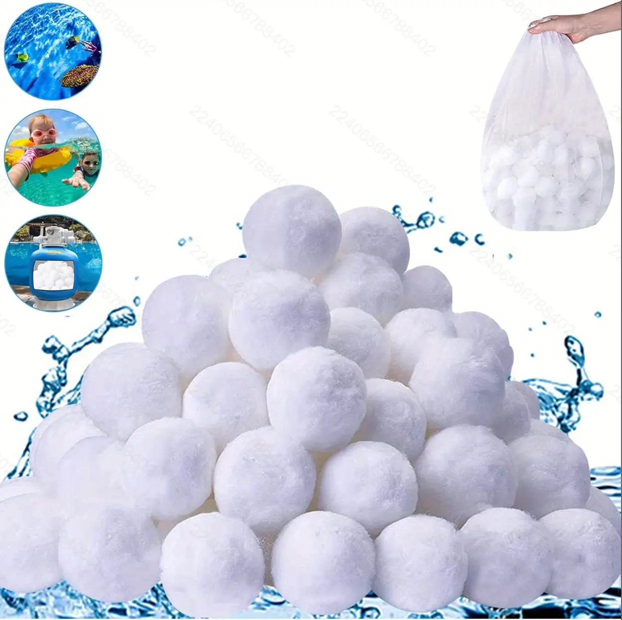 [SummerRefresh] Pool Filter Balls for Sand Filter Pump, New Upgrade Efficient Swimming Pool Filter Sand Alternative(Equals 100 lbs Pool Filter Sand), Reusable Eco-Friendly Fiber Filter Media Balls Lotion Makeup Contaminants