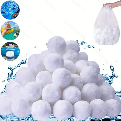 [LaundryHelper] Washing Machine Pool Filter Balls, Recyclable Eco-Friendly Fiber Media, Boosts Detergent & Powder Cleaning Performance, Removes Dirt, Lotion, Makeup Contaminants, Easy Loading, Long-Lasting, Sohochic